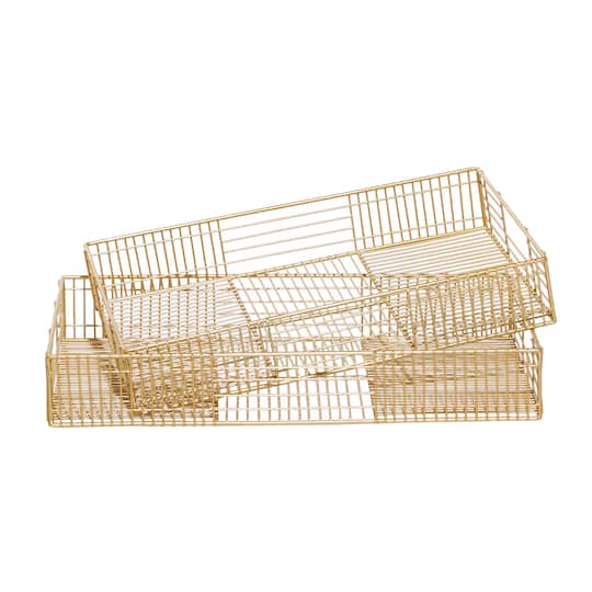 CosmoLiving by Cosmopolitan Gold Metal Contemporary Tray Set